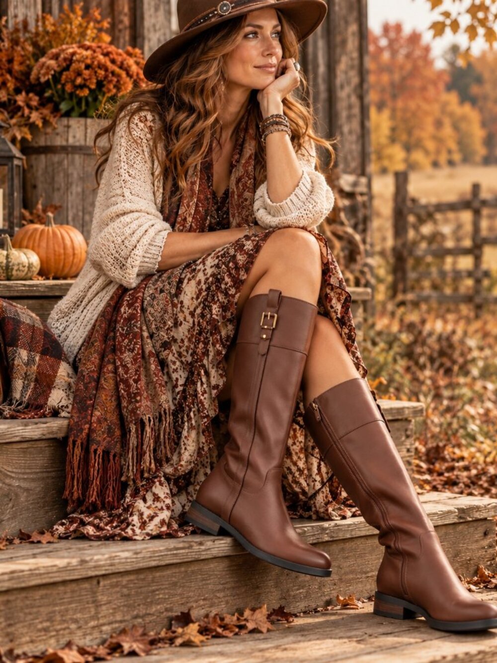 Vionic Phillipa Tall Riding Boots Womens 6 Brown Leather Knee High Buckle NEW